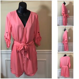 Freeway Quarter Sleeve Romper Belt Shorts Set M